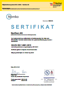 Miljøledelsessystem ISO 14001 - NorDan AS